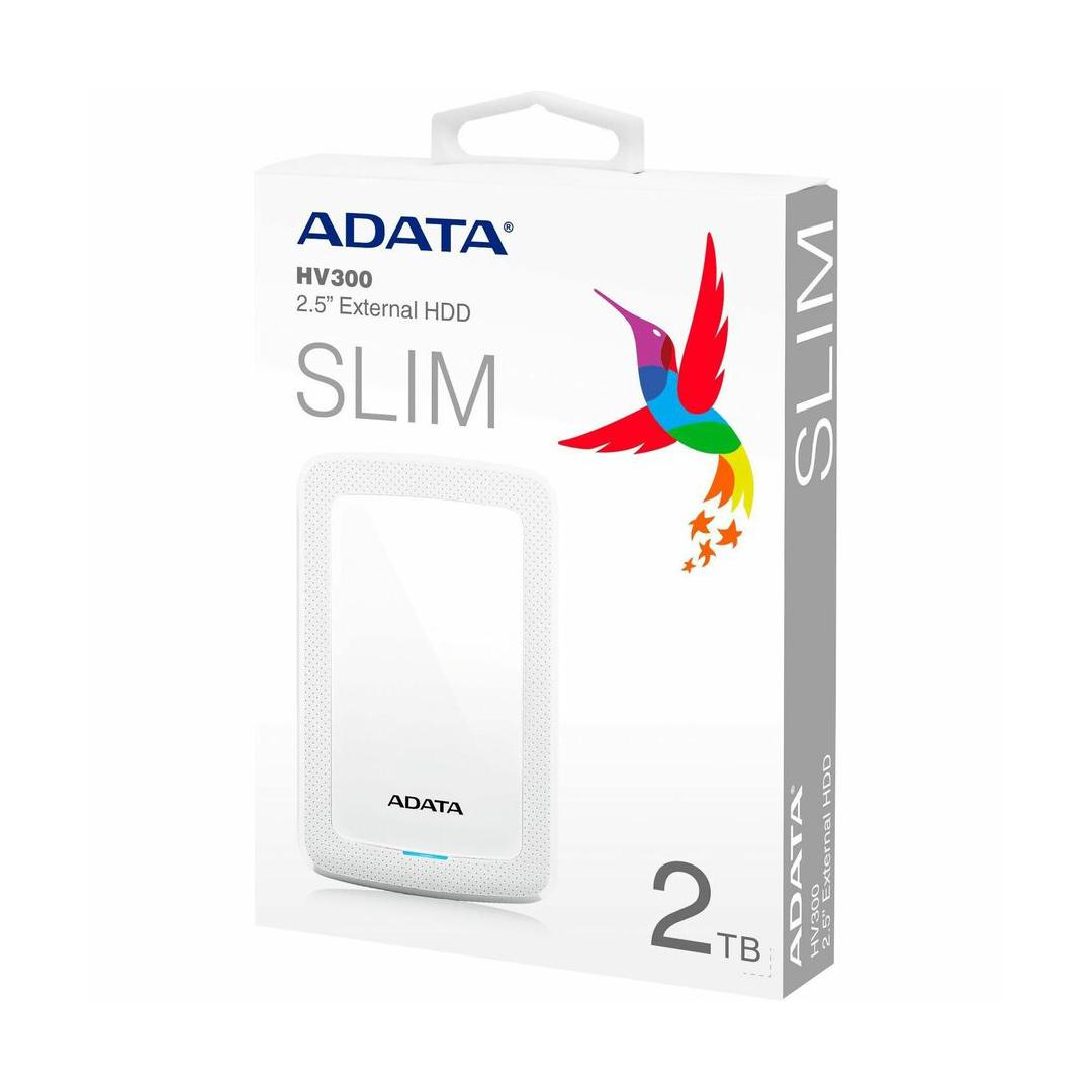 Disco Duro Externo Adata HV300 2.5'', 2TB, USB 3.1, Blanco - para Mac/PC
