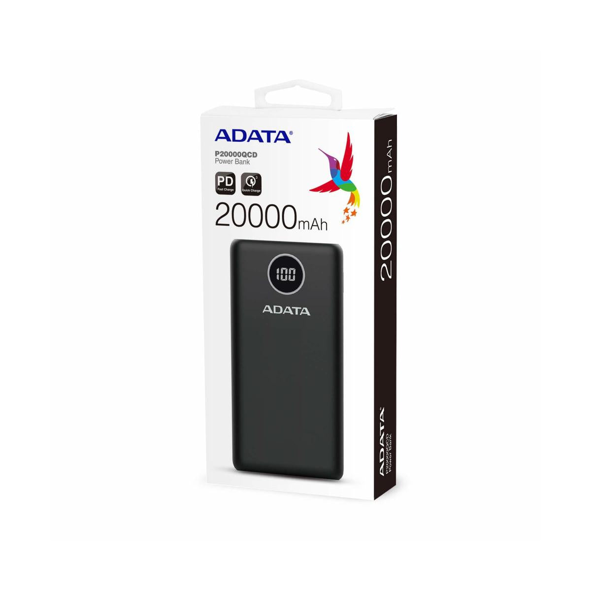 Cargador Portátil Adata P20000QCD, 20.000mAh, Negro