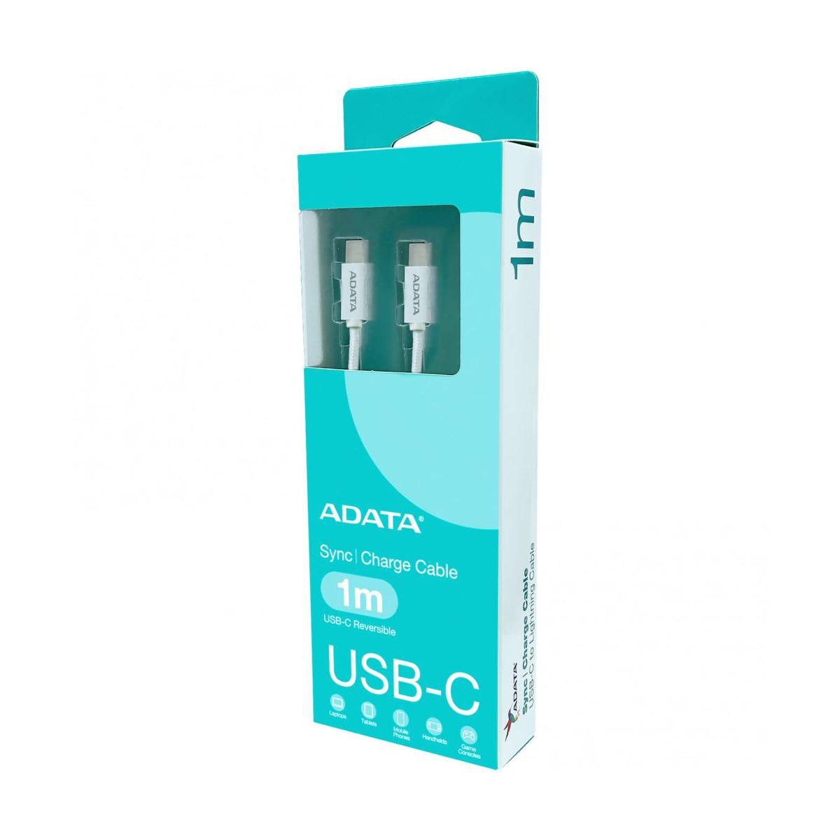 Adata Cable USB-C Macho - USB-C Macho, 1 Metro, Blanco