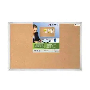 Alfra Tablero de Corcho White Star, 40x60cm, Marrón