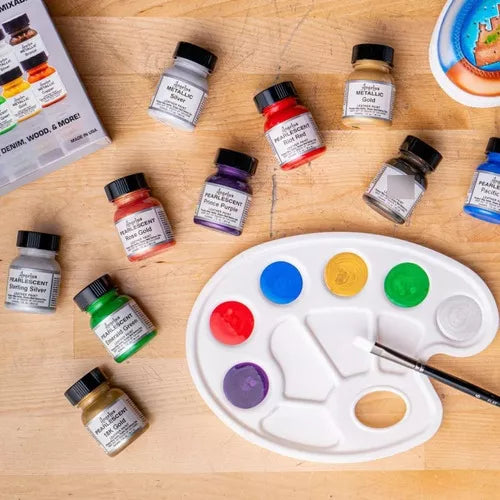 Kit Pinturas Acrílicas Para Cuero Angelus Metálico 12 Piezas