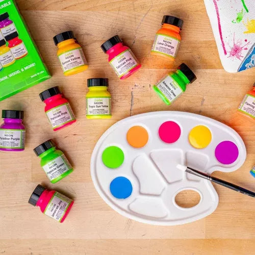 Kit Pinturas Acrílicas Para Cuero Angelus 12 Colores Neón