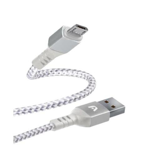 Cable Argomtech Micro USB a USB 2.0 Nylon Trenzado Dura Form Color Blanco