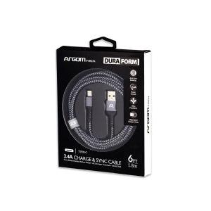 Argomtech Cable USB-C Macho - USB-A Macho, 1.8 Metros, Negro