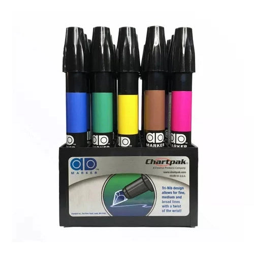 Set Marcadores Plumón Ad Chartpak Set A Básico Tri-nib 25 Pz