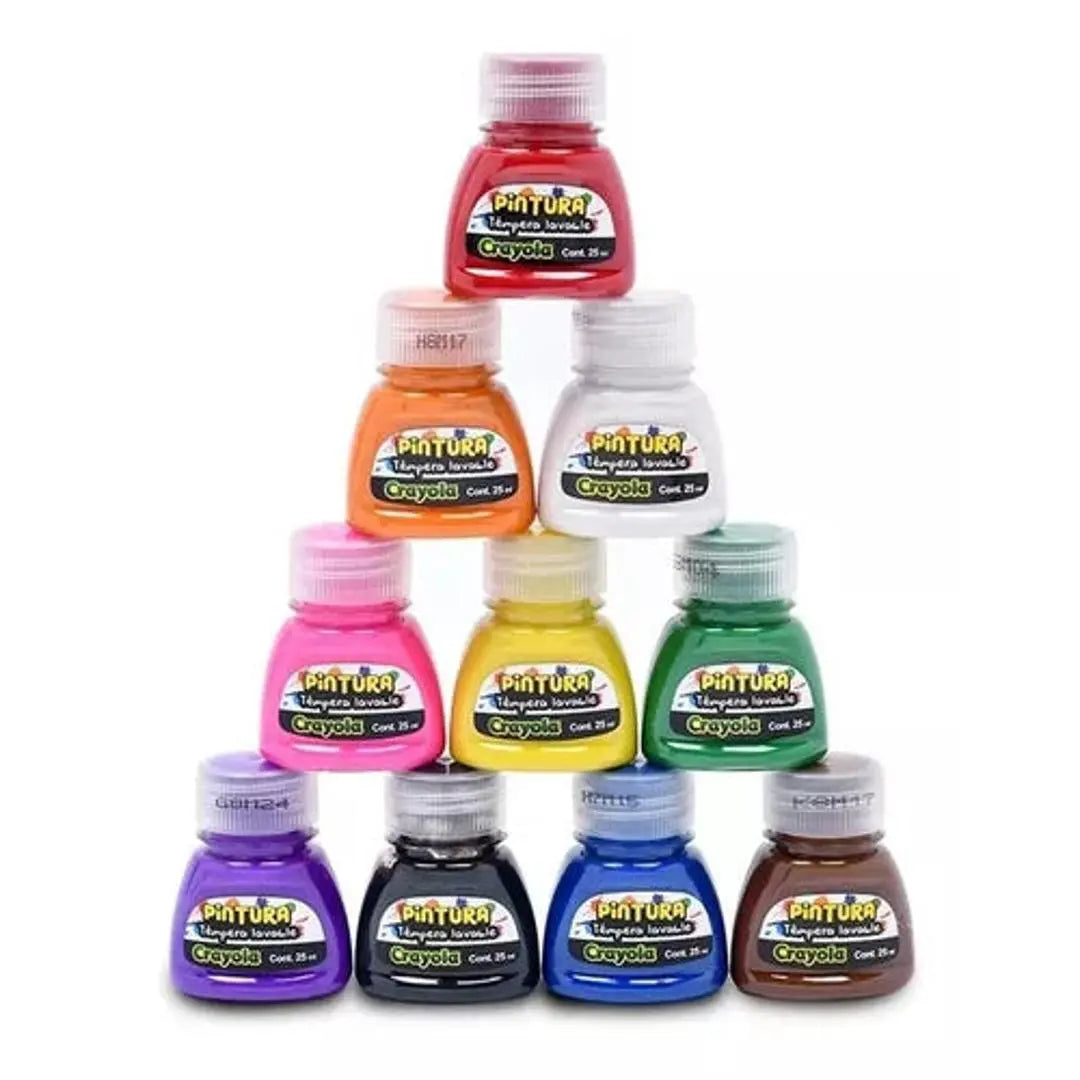 Pintura Témpera Lavable Crayola 10 Frascos De 25 Ml C/u