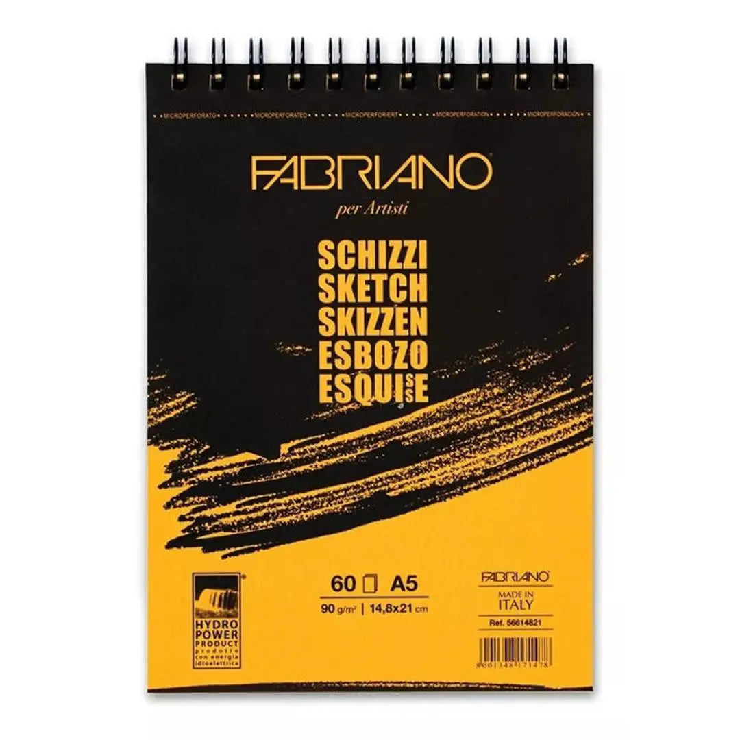 Block Fabriano Arte Sketch Esbozo Espiral 90 G A5 60 Hojas