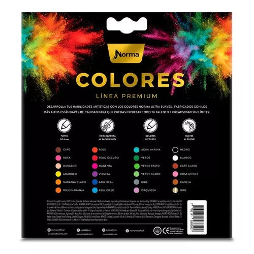 Lapices De Colores Norma Premium Suaves Caja Con 24 Piezas