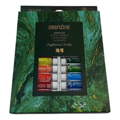 Kit Estuche Pintura Acrílica Obertone Tubo 24 Colores 12 Ml