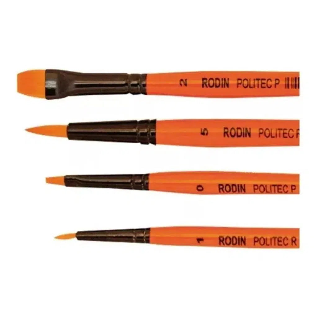 Juego De Pinceles Politec Sintéticos Taklón Dorado 4 Piezas