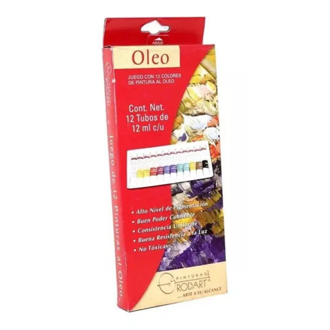 Kit Estuche Pintura Óleo Rodart Arte Tubo 12 Colores 12 Ml