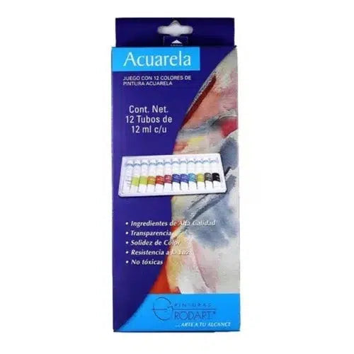 Kit Estuche Pintura Acuarela Rodart Arte 12 Colores 12 Ml