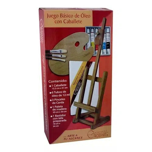 Juego Básico De Pintura Óleo Rodart Caballete 6 Colores
