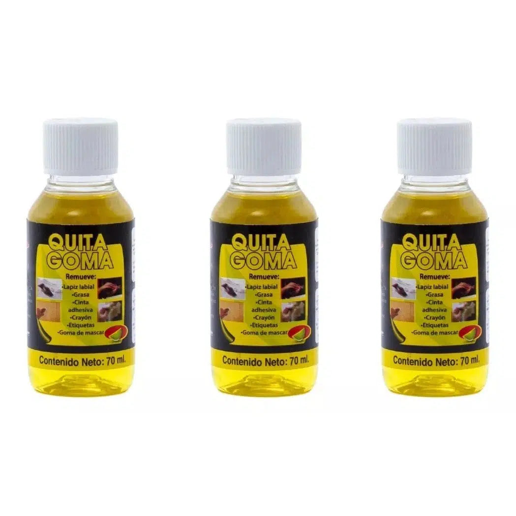 Kit Quita Goma Rodin Poder Cítrico Removedor 70 Ml 3 Piezas