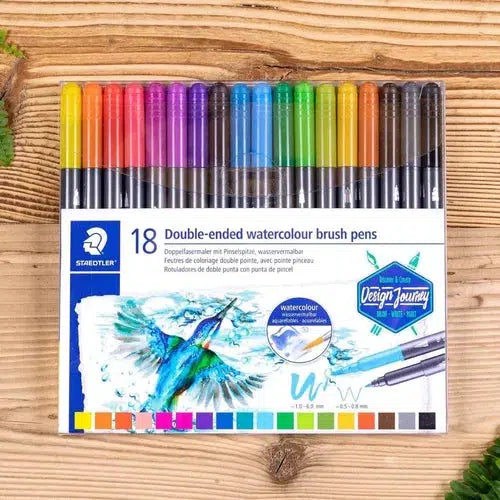 Marcador Doble Punta Pincel Marsgraphic Staedtler Con 18 Pzs