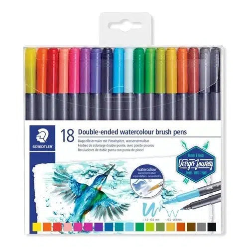 Marcador Doble Punta Pincel Marsgraphic Staedtler Con 18 Pzs