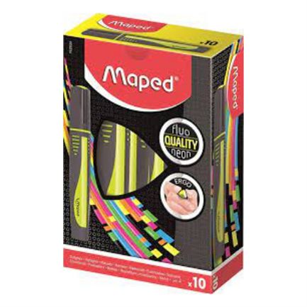Marcador Resaltador Maped Fluo Peps 742934 Punta de Cincel 16,0mm Base de Acetona Color Amarillo Estuche con 10 Pieza(s)