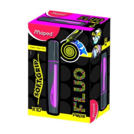 Marcador Resaltador Maped Fluo Peps 742936 Punta de Cincel 16,0mm Base de Acetona Color Rosa Estuche con 10 Pieza(s)