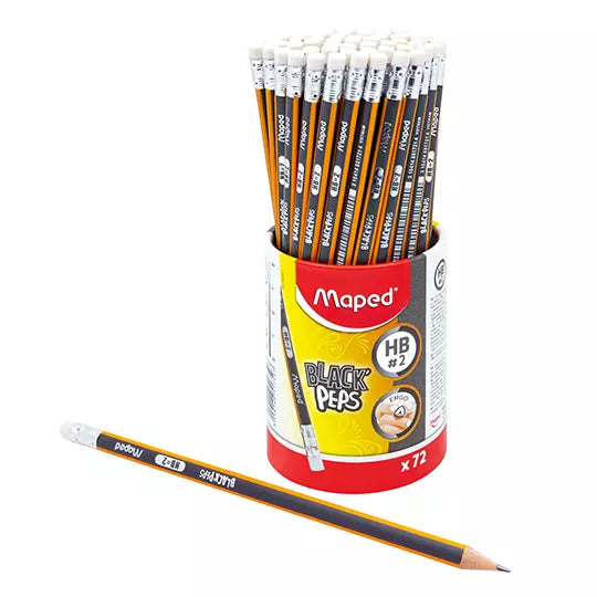 Lápiz Maped HB2 Punta Triangular Madera Grafito Color Negro Bote con 72 Pieza(s)