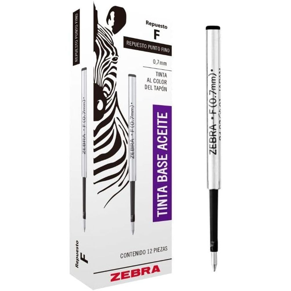 Repuesto Zebra F para Boligrafo F-301 Color Negro C/12 Pzas