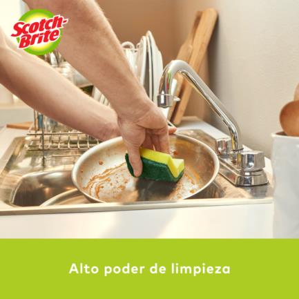 Esponja Scotch Brite Mediana Ergonómica Fibra Verde.