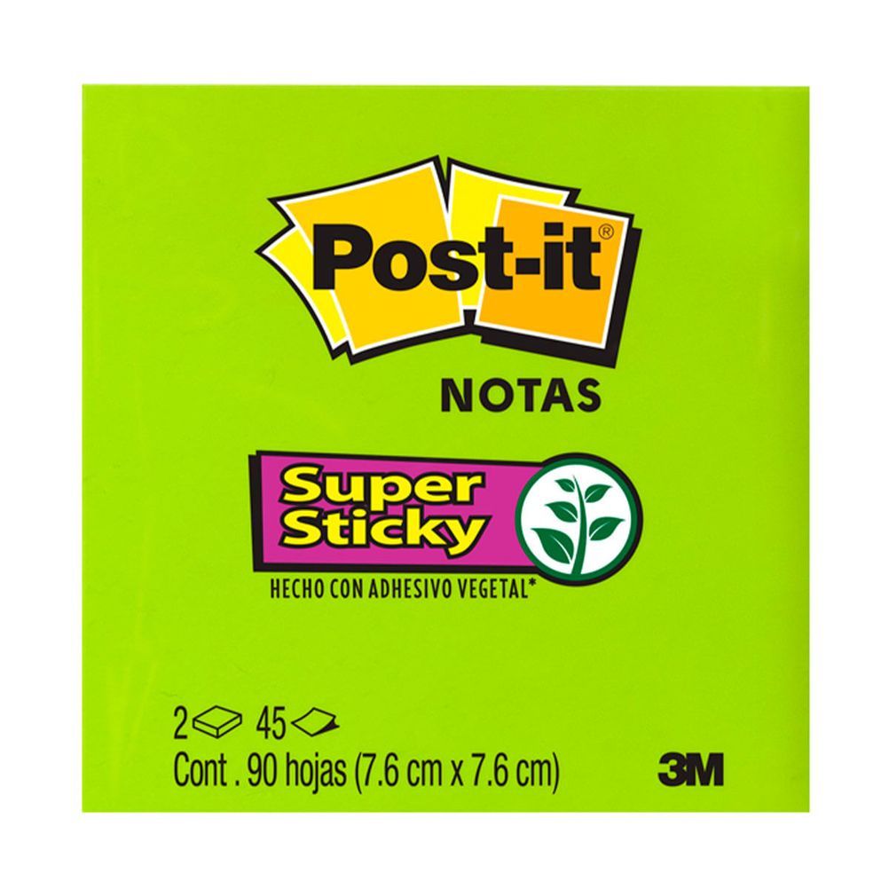 Notas Adhesivas Post It 3M Super Sticky Style Color Neón 2 Pads de 45 Hojas