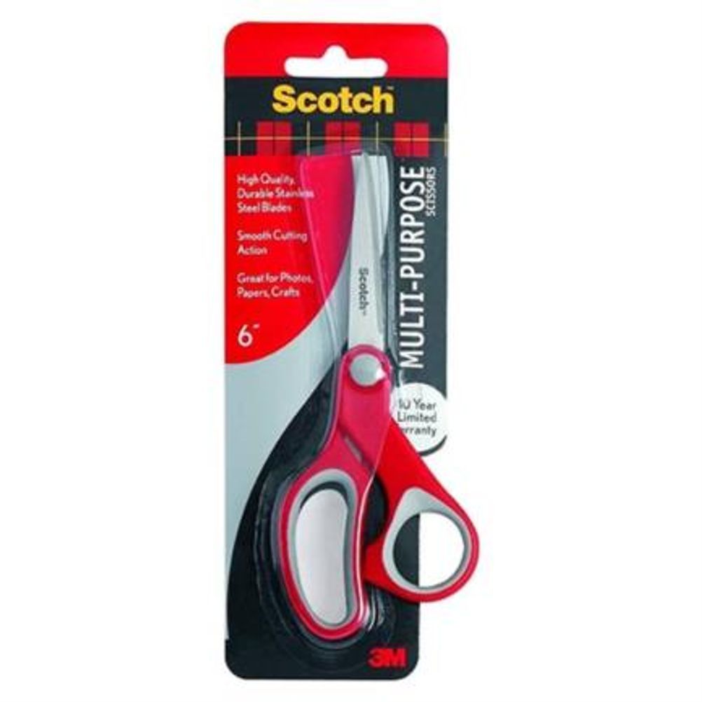 Tijera 3M Scotch (6") 15 cm Multiusos Acero Inoxidable Rojo, Metalico