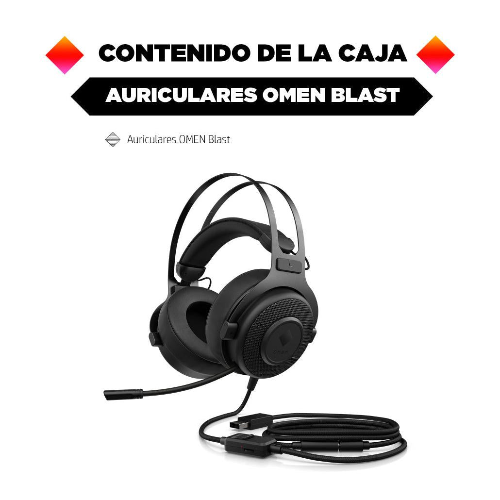 HP Audífonos con Micrófono OMEN Blast Headset, Alámbrico, 1.2 Metros, 3.5mm/USB, Negro