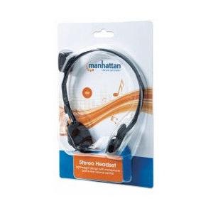 Manhattan Audífonos con Micrófono 164429, Alámbrico, Negro/Plata