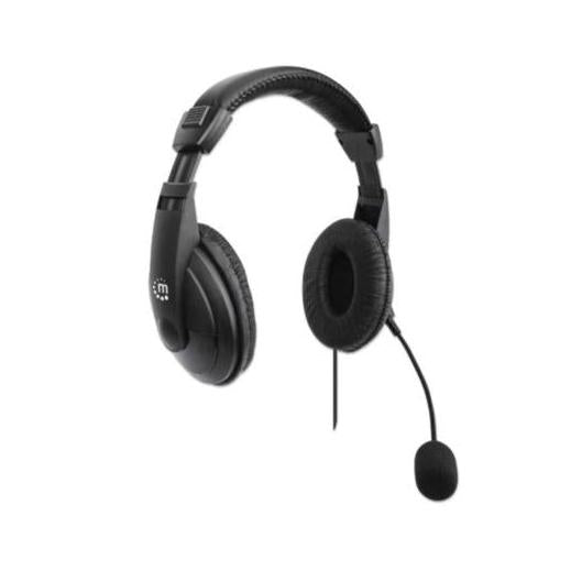 Manhattan Audífonos con Micrófono 179843, Alámbrico, 1.5 Metros, USB, Negro