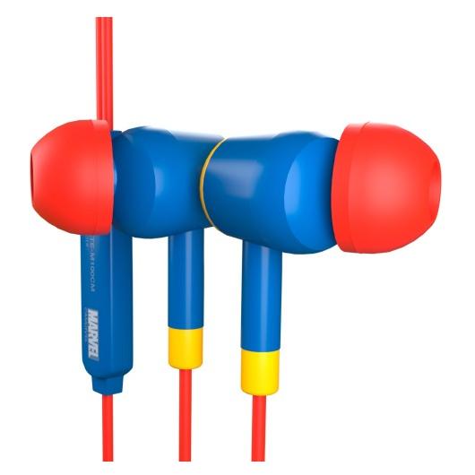 Audifonos XTech Cableados 3.5mm Capitan Marvel XTE-M100CM - Factor de forma Intraaural - Color Rojo y azul
