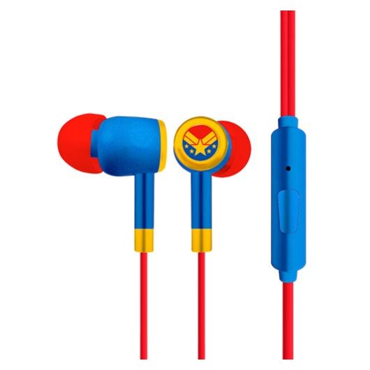 Audifonos XTech Cableados 3.5mm Capitan Marvel XTE-M100CM - Factor de forma Intraaural - Color Rojo y azul