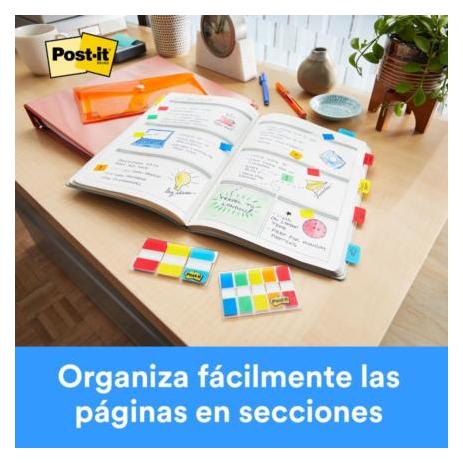 Banderitas 3M Adhesivas Rígidas Colores Brillantes 2.5x3.8cm C/36 Tabs