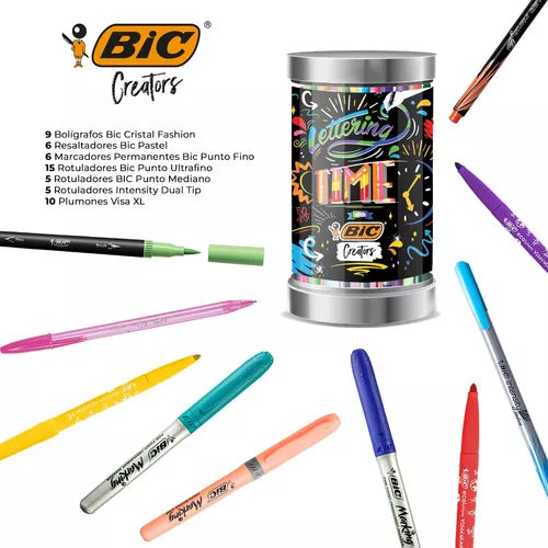 Set Lettering Time Bic Marcadores Bolígrafos 56 Piezas