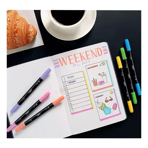 Resaltador Bic Intensity Doble Punta Pincel Y Fino 6 Piezas