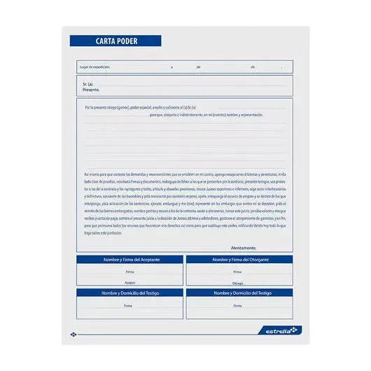 Estrella Block Carta Poder, 50 Hojas