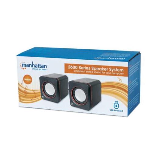 Manhattan Bocinas para Computadora Serie 2600 USB Cubo, Alámbrico, 3W RMS, Negro