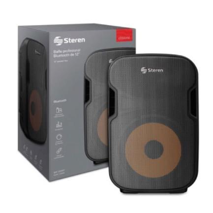 Bafle Steren Semi Profesional 12" Bluetooth/MP3/Aux/Micrófono 2300 W PMPO Color Negro
