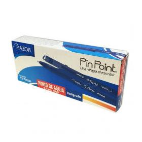 Azor Bolígrafo de Tinta Pin Point, Punto Fino de 0.7mm, Azul, 12 Piezas
