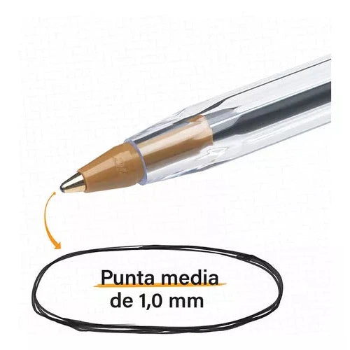 Pluma Lapicero Bic Dura+ Clásico Punto Mediano 1.0 Mm 10 Pzs