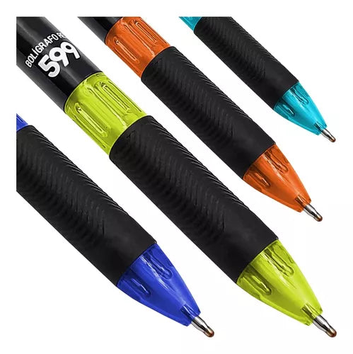 Pluma Bolígrafo Retráctil 599 Sabonis 4 En 1 Grip Goma 12 Pz