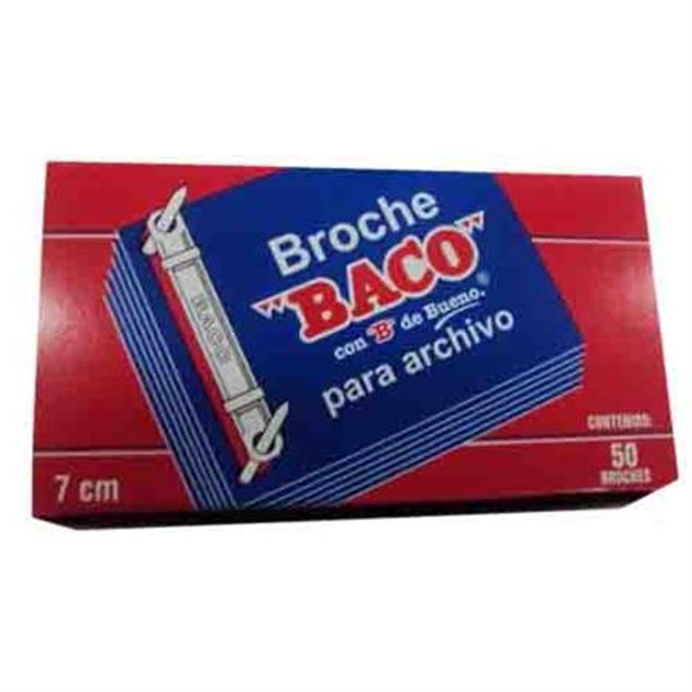 Broche para Archivo Baco BB001 No.7cm Capacidad 200 Hoja(s) Aluminio Plata 50 Pieza(s)