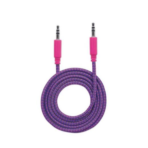 Manhattan 3.5mm Macho - 3.5mm Macho con Recubrimiento Textil, 1 Metro, Morado/Rosa