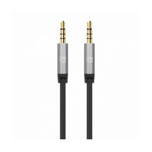 Manhattan Cable AUX 3.5mm Macho - 3.5mm Macho, 2 Metros, Negro/Plata