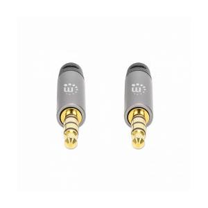 Manhattan Cable AUX 3.5mm Macho - 3.5mm Macho, 2 Metros, Negro/Plata