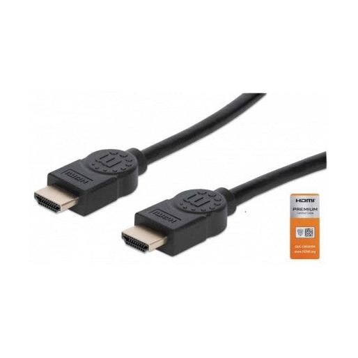 Manhattan Cable Certificado Premium HDMI 2.0 Macho - HDMI 2.0 Macho, 4K, 60Hz, 1.8 Metros, Negro