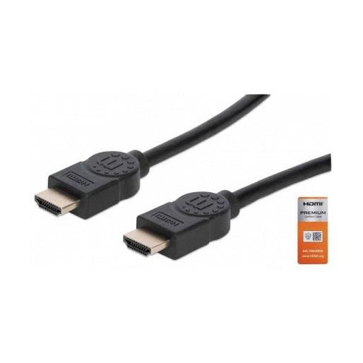 Manhattan Cable Certificado Premium HDMI 2.0 Macho - HDMI 2.0 Macho, 4K, 60Hz, 3 Metros, Negro