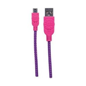 Manhattan Cable con Recubrimiento Textil USB 2.0 A Macho - Micro USB 2.0 B Macho, 1 Metro, Rosa/Morado
