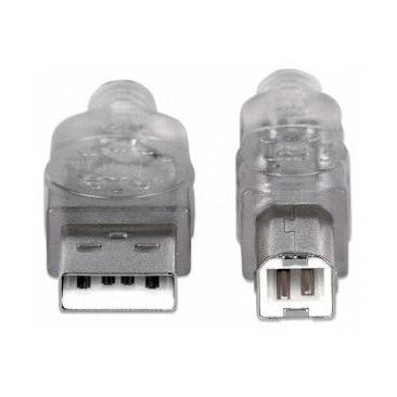 Manhattan Cable de Alta Velocidad USB 2.0, USB A Macho - USB B Macho, 1.8 Metros, Plata