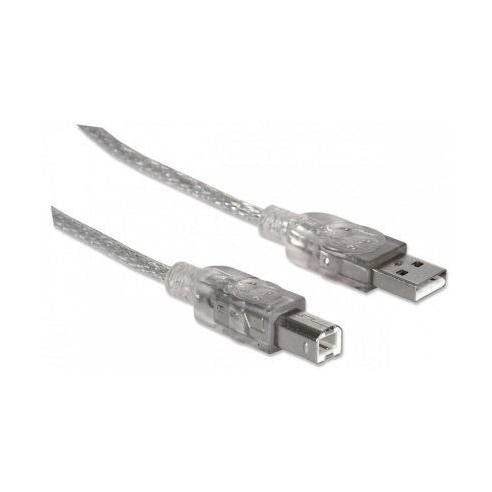 Manhattan Cable de Alta Velocidad USB 2.0, USB A Macho - USB B Macho, 1.8 Metros, Plata